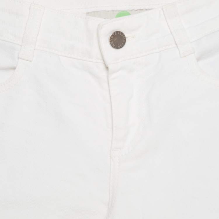 Pre Owned Stella McCartney White Cotton Stretch Rose Embroidered Applique Skinny Jeans S