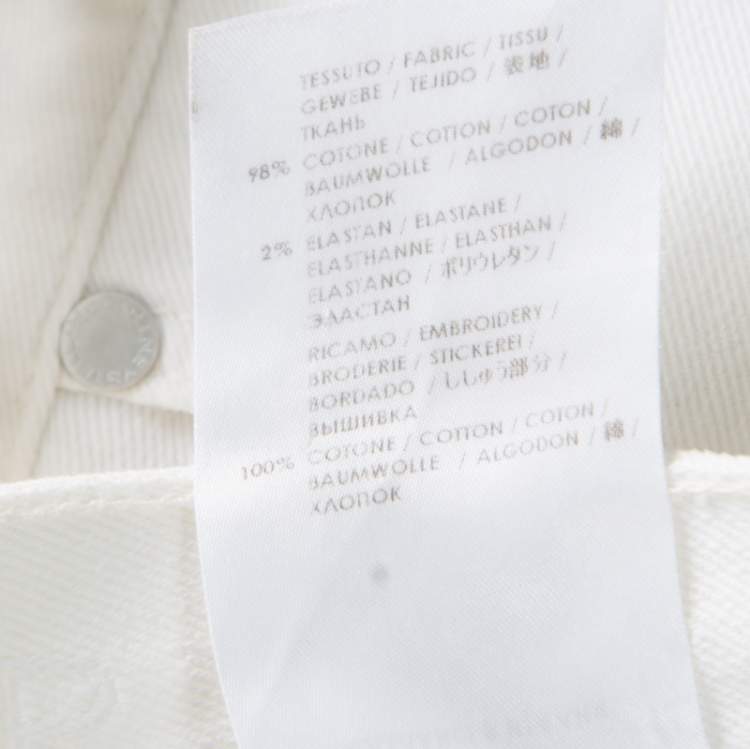 Pre Owned Stella McCartney White Cotton Stretch Rose Embroidered Applique Skinny Jeans S