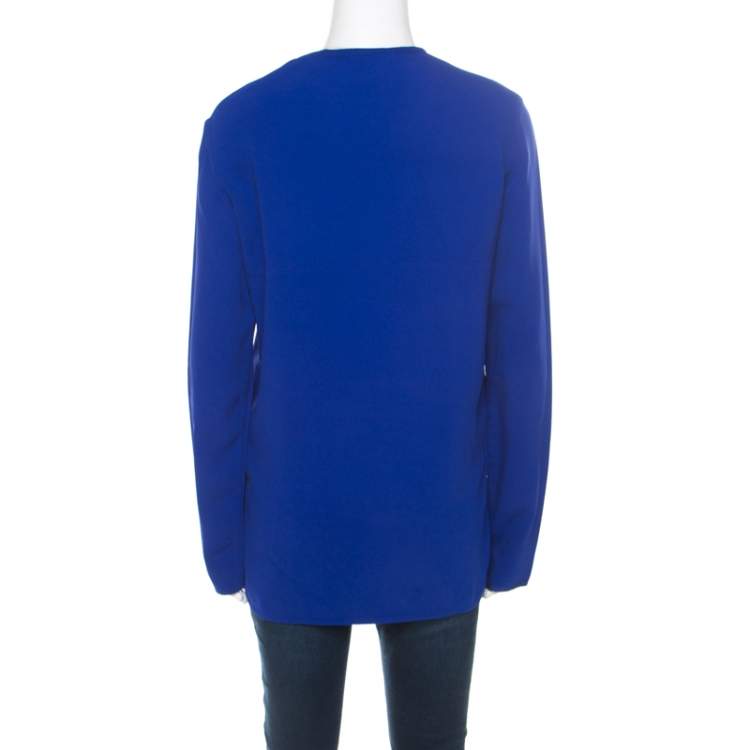 Pre Owned Stella McCartney Blue Crepe Zip Detail Arlesa Blouse S
