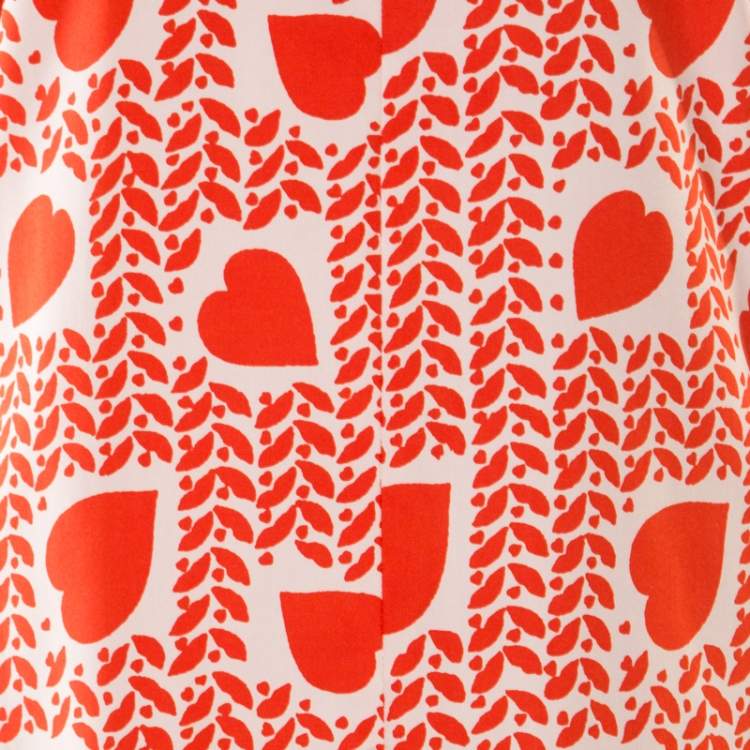 Pre Owned Stella McCartney Orange Heart Printed Shift Dress M