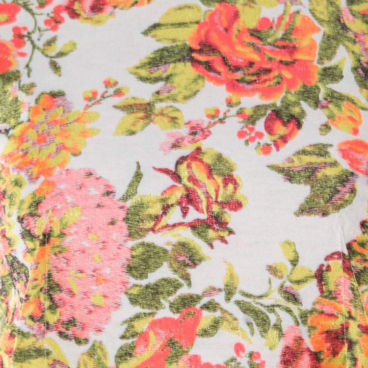Pre Owned Stella McCartney Metallic Neon Floral Jacquard Ridley Sheath Dress XS
