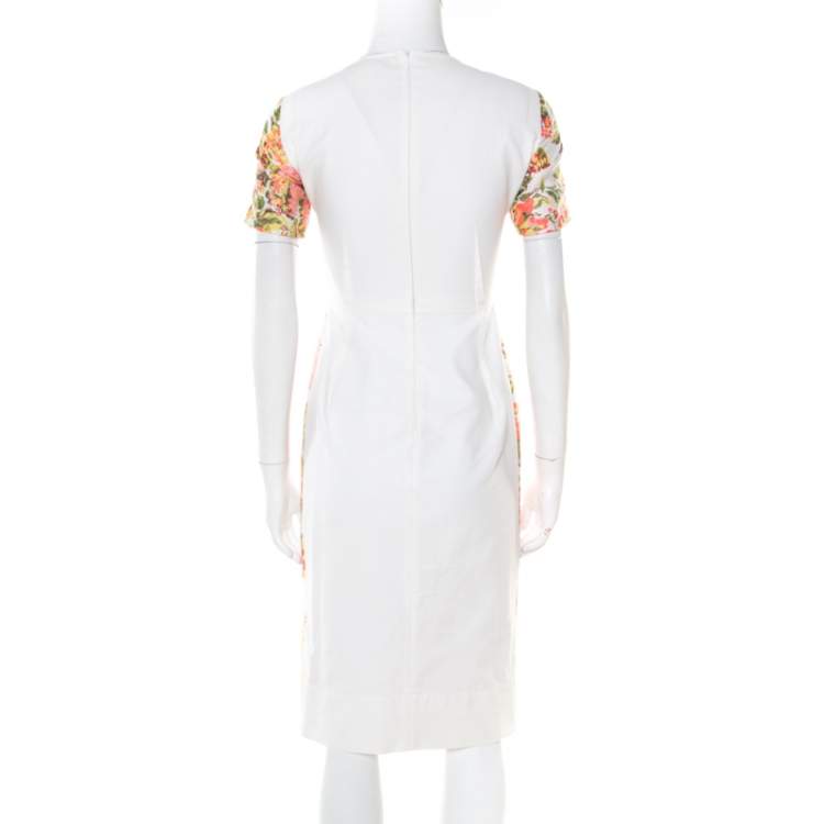 Pre Owned Stella McCartney Metallic Neon Floral Jacquard Ridley Sheath Dress XS
