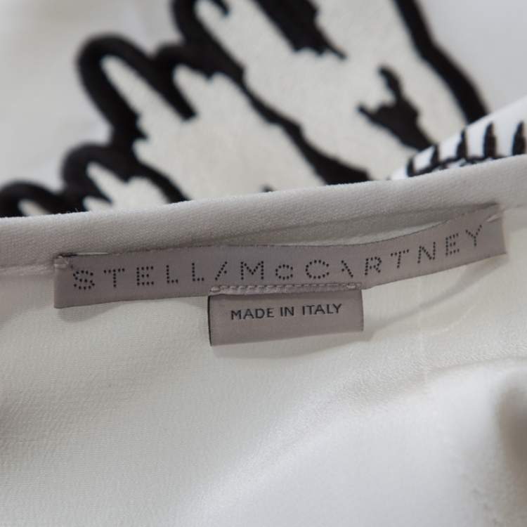 Pre Owned Stella McCartney White Embroidered All Is Love Pencil Skirt M