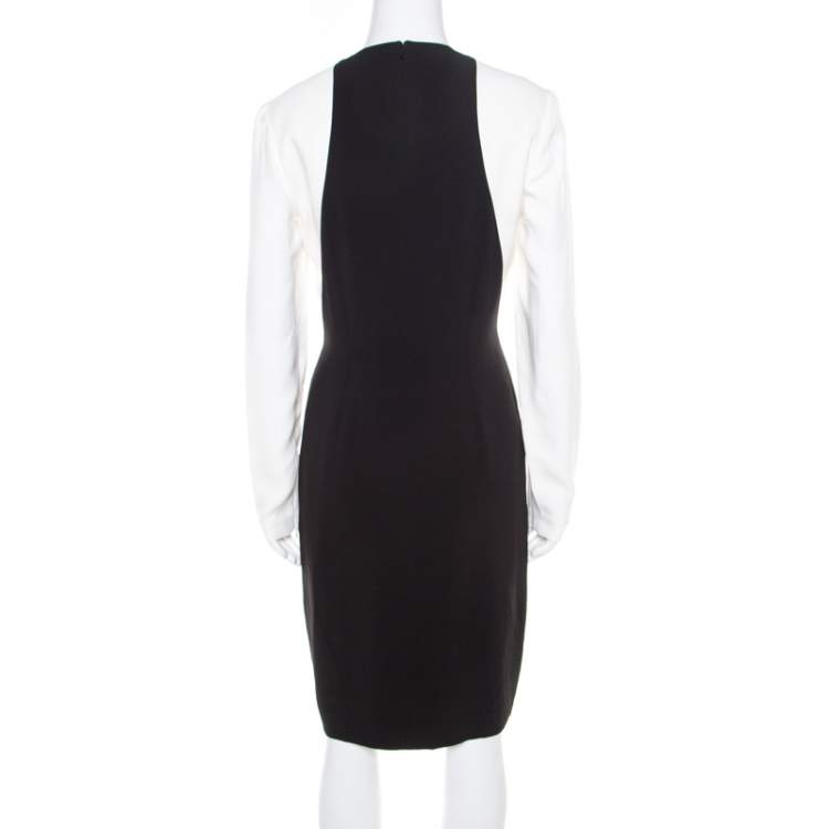 Pre Owned Stella McCartney Monochrome Long Sleeve Sheath Dress M
