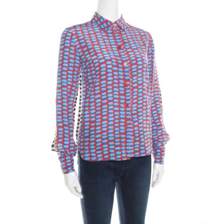 Pre Owned Stella McCartney Multicolor Speech Balloon Printed Silk Shirt XS