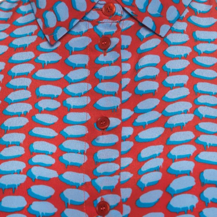 Pre Owned Stella McCartney Multicolor Speech Balloon Printed Silk Shirt XS