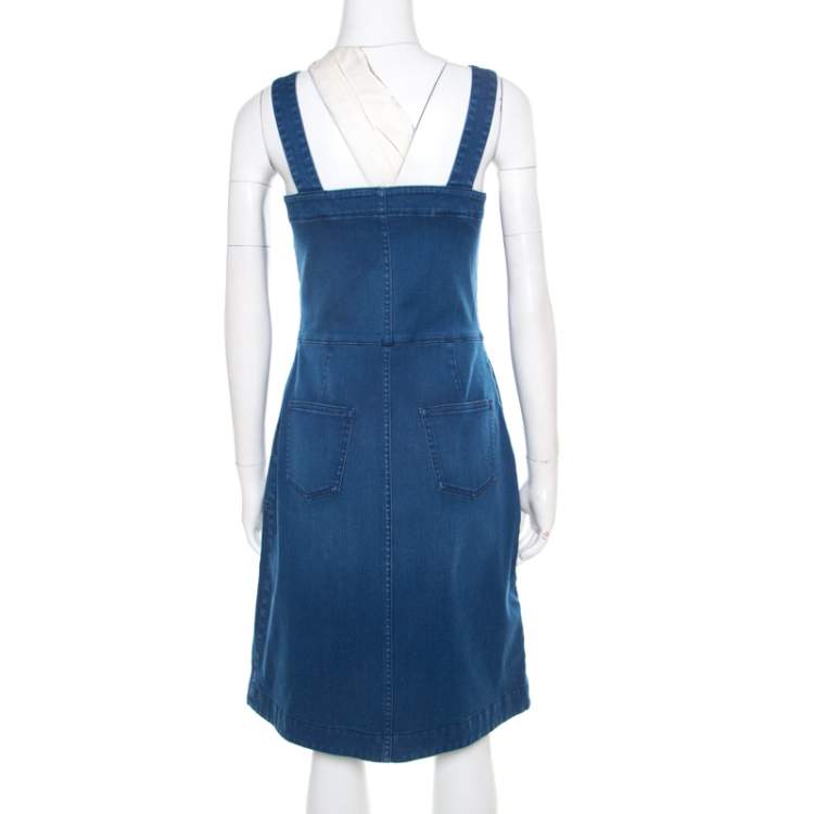 Pre Owned Stella McCartney Indigo Denim Zip Front Sleeveless Dress M