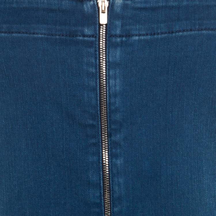 Pre Owned Stella McCartney Indigo Denim Zip Front Sleeveless Dress M