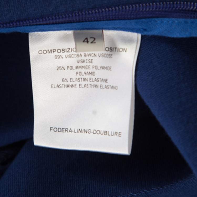 Pre Owned Stella McCartney Cobalt Blue Embossed Jacquard Front Panel Detail Long Sleeve Dress M