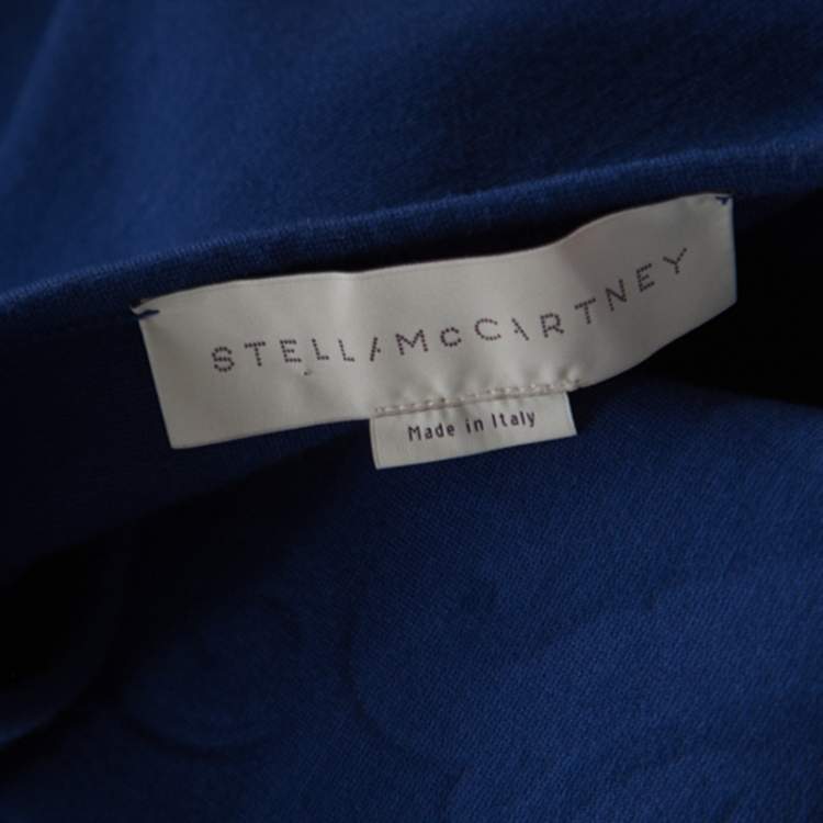 Pre Owned Stella McCartney Cobalt Blue Embossed Jacquard Front Panel Detail Long Sleeve Dress M