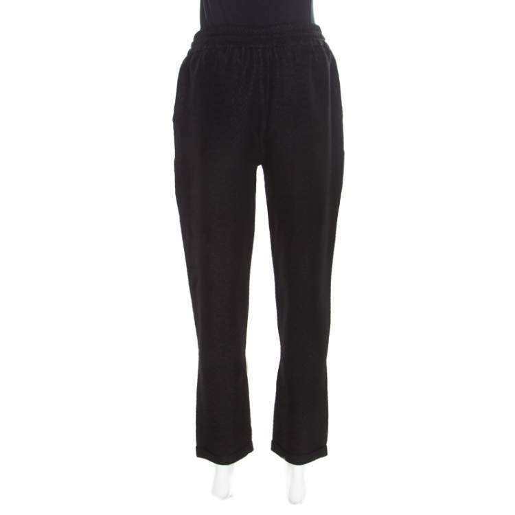 Pre Owned Stella McCartney Black Python Scale Patterned Jacquard Drawstring Detail Pants S