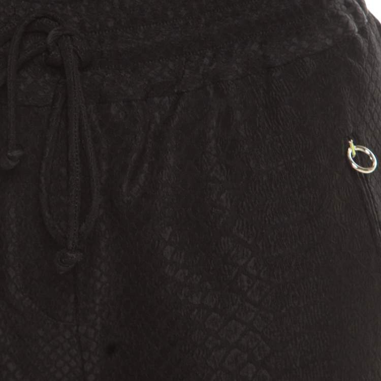 Pre Owned Stella McCartney Black Python Scale Patterned Jacquard Drawstring Detail Pants S