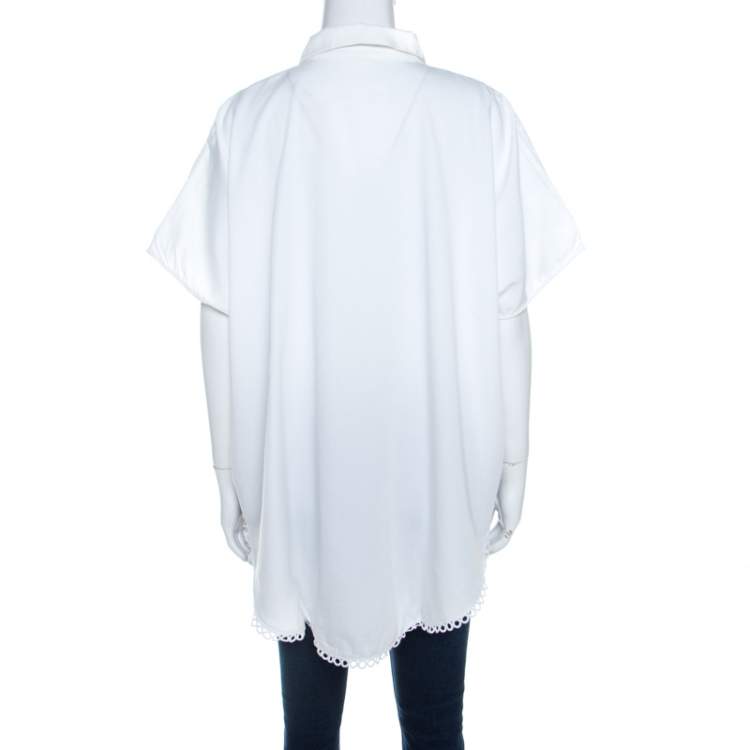 Pre Owned Stella McCartney White Eyelet Embroidered Oversized Box Shirt L