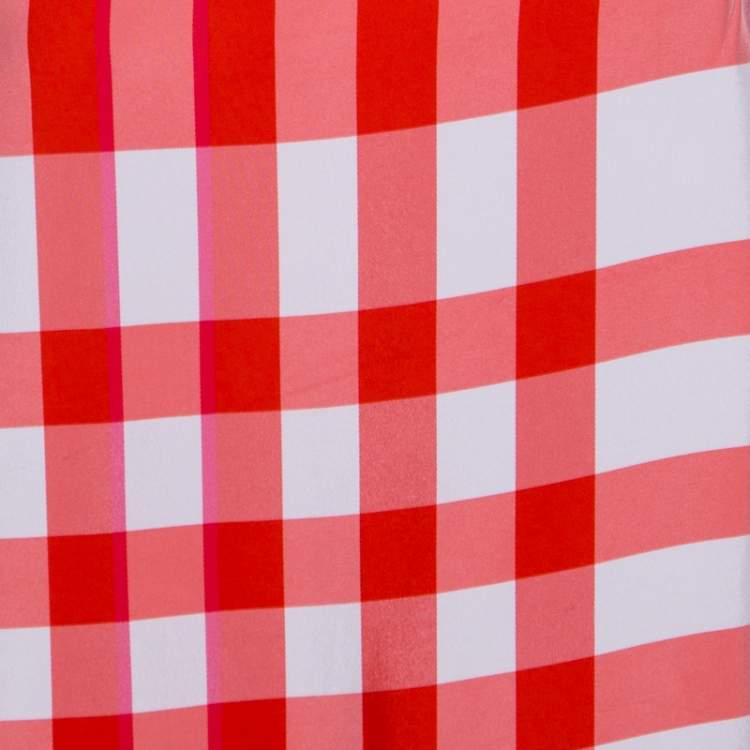 Pre Owned Stella McCartney Chilli Red Checked Sleeveless Benedicte Shift Dress S