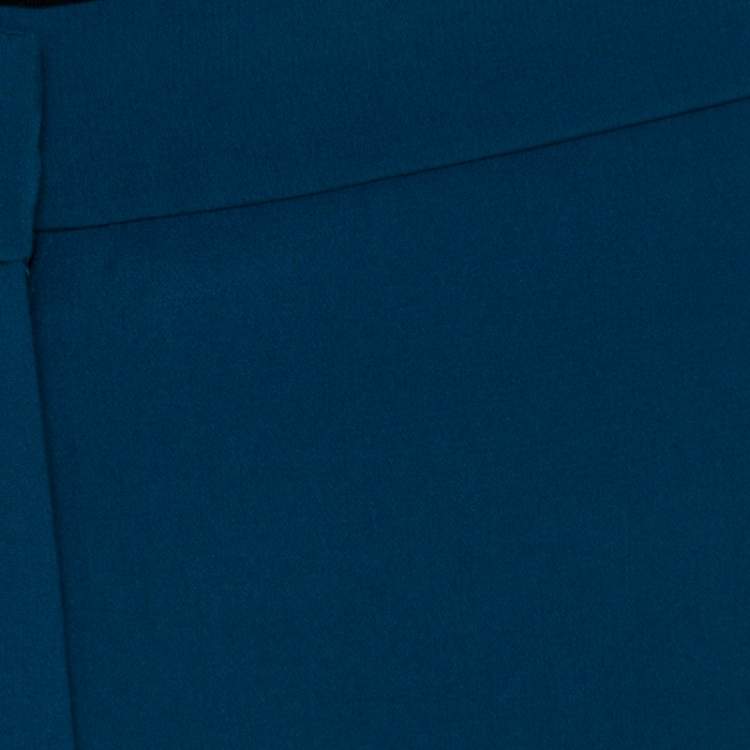 Pre Owned Stella McCartney Teal Blue Stretch Wool Flat Front Ivy Pants M 