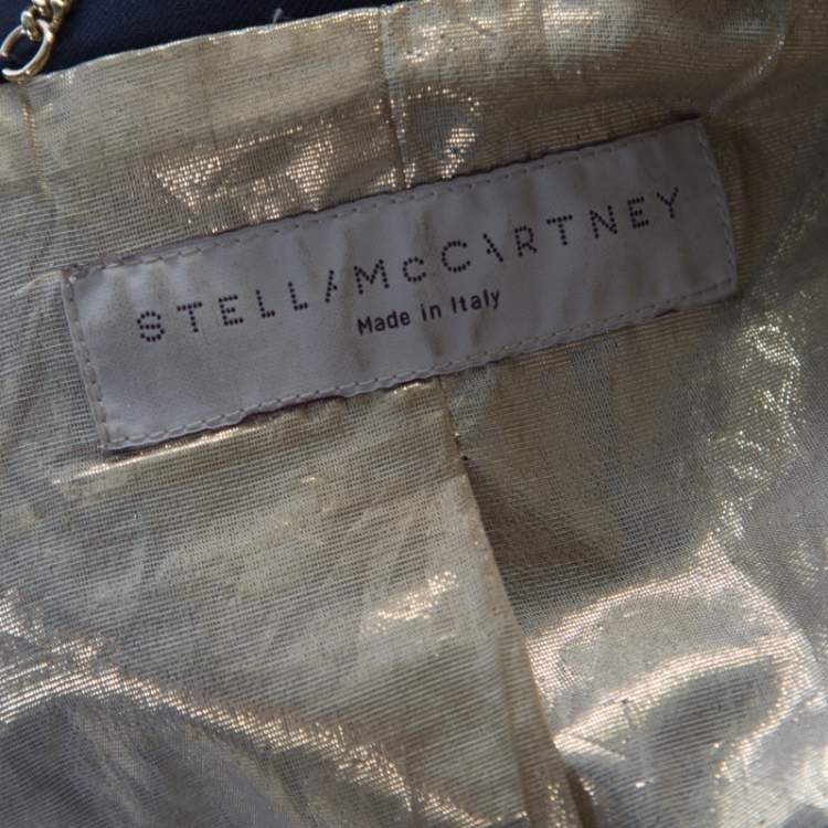 Pre Owned Stella McCartney Navy Blue Wool Gold Button Detail Single Button Blazer M