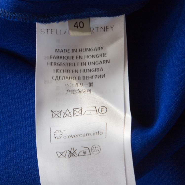 Pre Owned Stella McCartney Blue Stretch Crepe Asymmetrical Hem Flared Dress S 