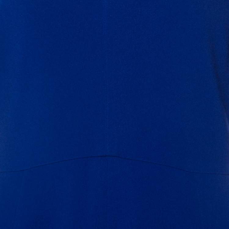 Pre Owned Stella McCartney Blue Stretch Crepe Asymmetrical Hem Flared Dress S 