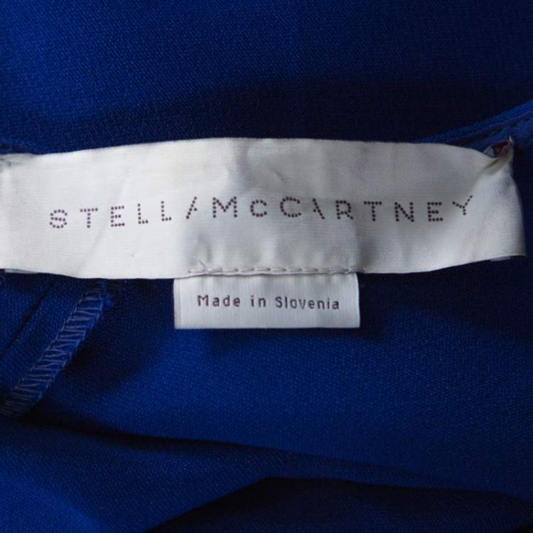 Pre Owned Stella McCartney Blue Stretch Cady Gathered Waist Maxi Dress M