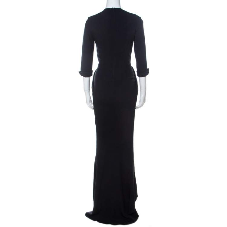 Pre Owned Stella McCartney Navy Blue Stretch Cady Gathered Waist Maxi Dress S