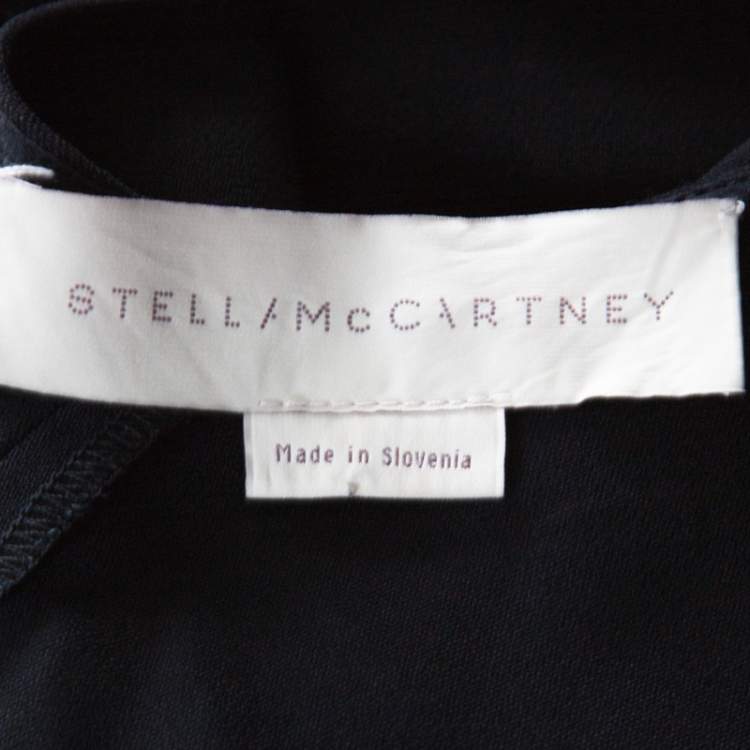 Pre Owned Stella McCartney Navy Blue Stretch Cady Gathered Waist Maxi Dress S