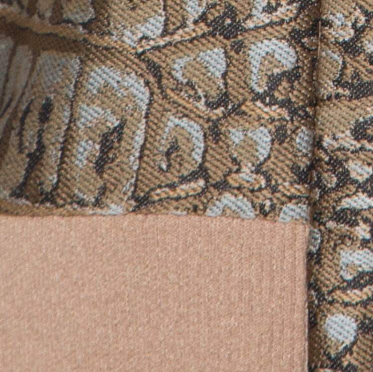 Pre Owned Stella McCartney Beige Crocodile Pattern Jacquard Bomber Jacket S 