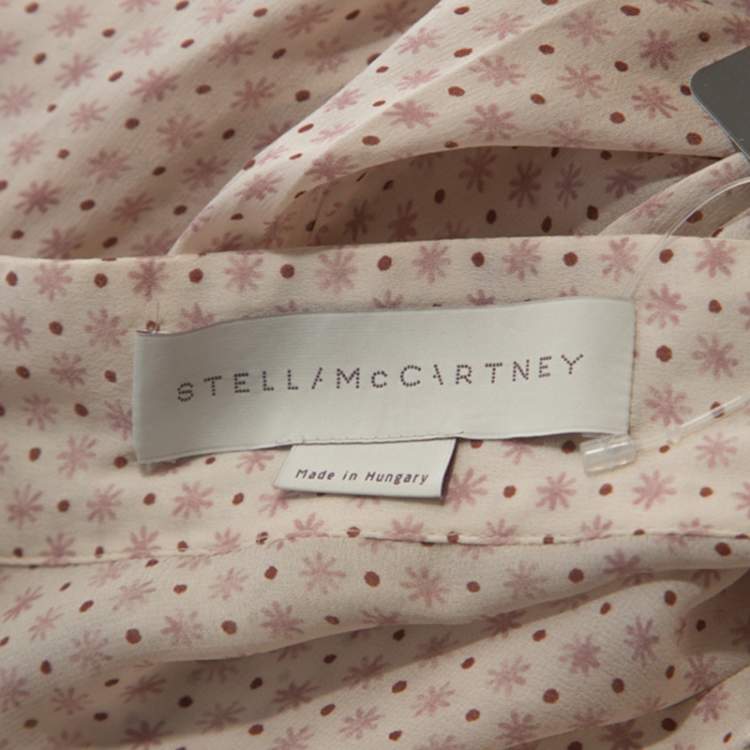 Pre Owned Stella McCartney Pale Pink Printed Silk Billowing Sleeve Blouse S