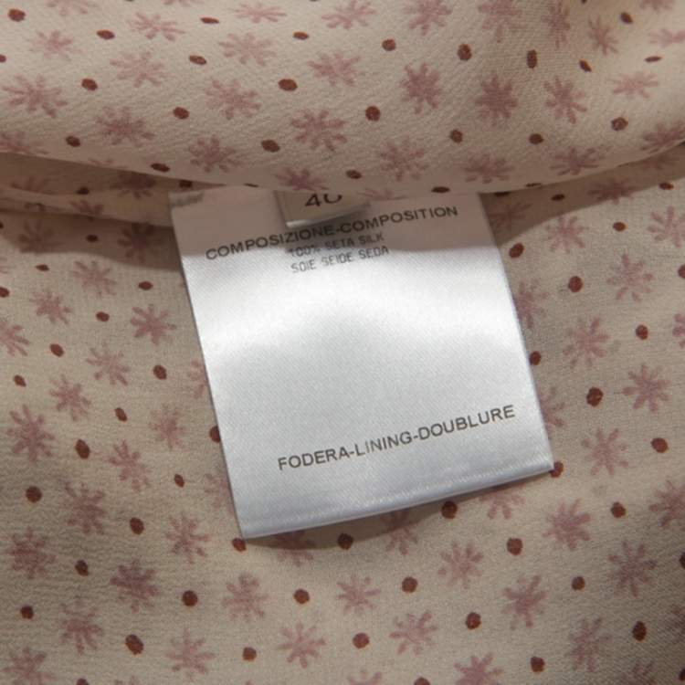 Pre Owned Stella McCartney Pale Pink Printed Silk Billowing Sleeve Blouse S