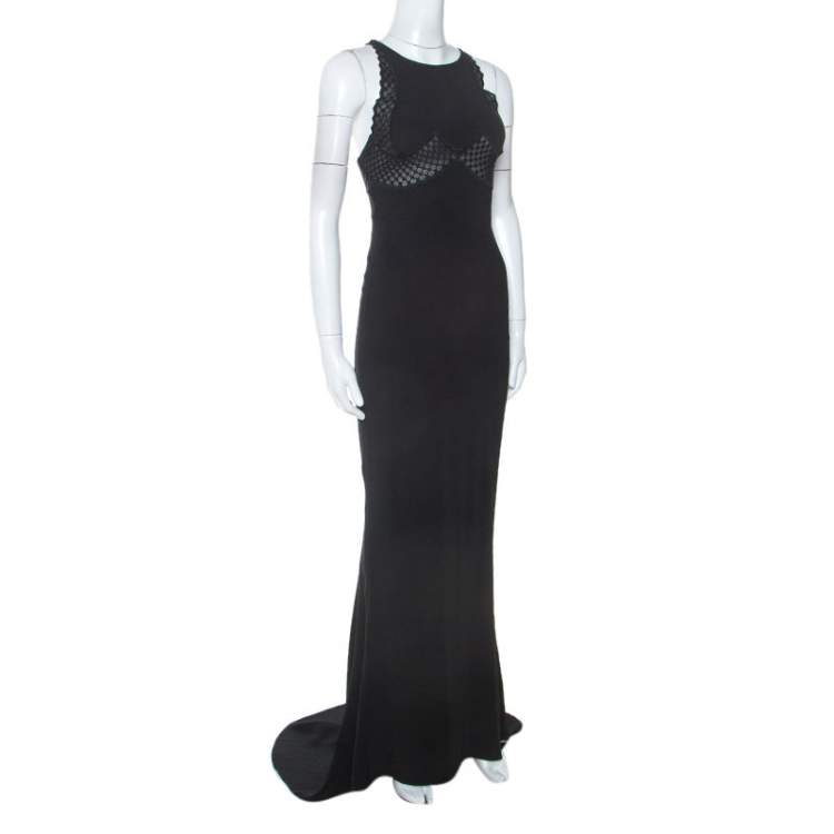 Pre Owned Stella McCartney Black Crepe Lace Insert Sleeveless Maxi Dress XS