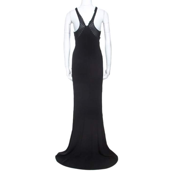 Pre Owned Stella McCartney Black Crepe Lace Insert Sleeveless Maxi Dress XS