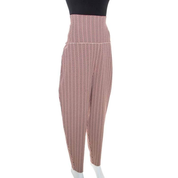 Pre Owned Stella McCartney Multicolor Houndstooth Pattern Knit Tapered Pants L