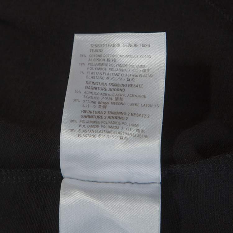 Pre Owned Stella McCartney Black Jersey Mesh Insert Embellished Collar Dress S
