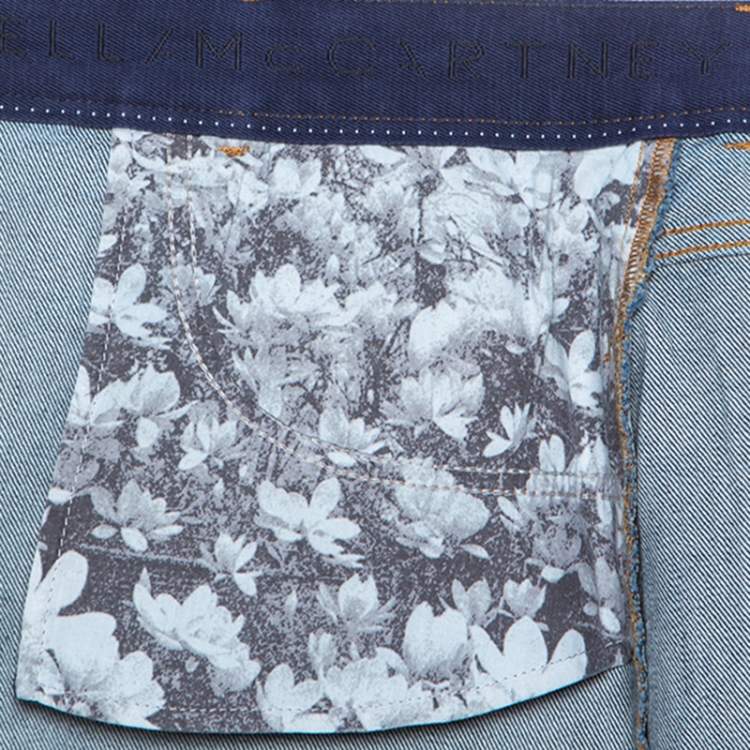 مملوكة مسبقًا Stella McCartney Blue Denim Embroidered Embellished Short Skirt M