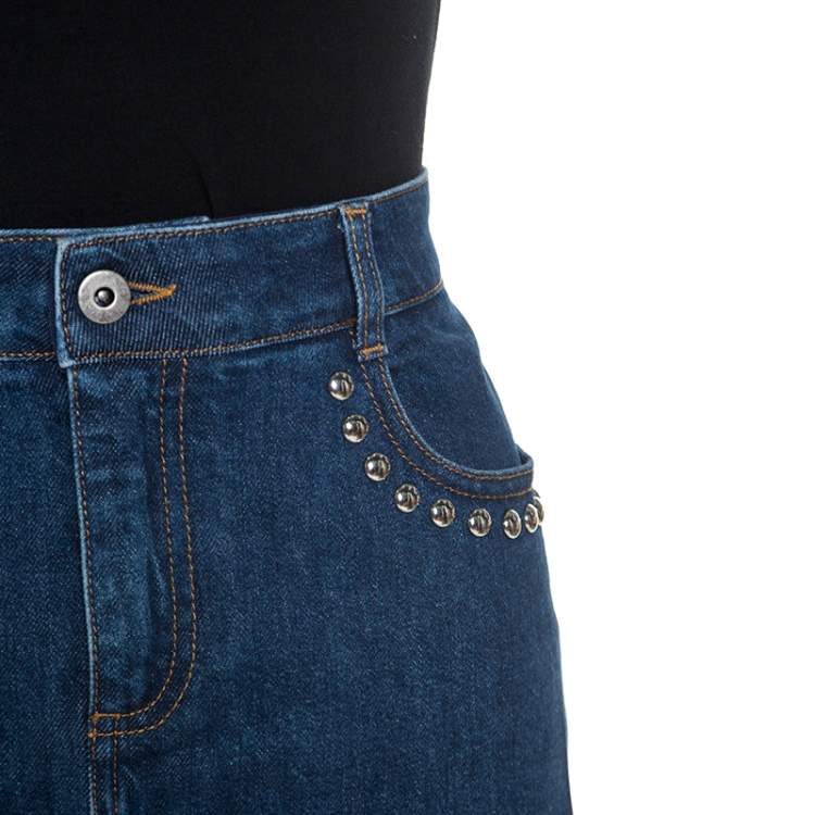 مملوكة مسبقًا Stella McCartney Blue Denim Embroidered Embellished Short Skirt M