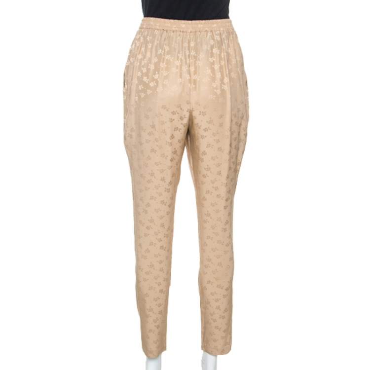 Pre Owned Stella McCartney Beige Jacquard Elasticized Waist Trousers S