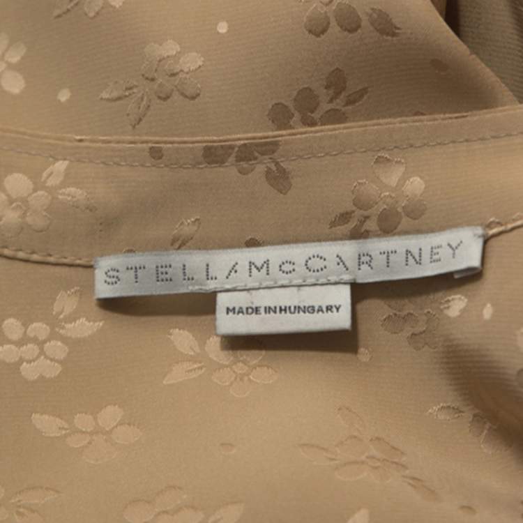 Pre Owned Stella McCartney Beige Jacquard Button Front Mandarin Collar Shirt S
