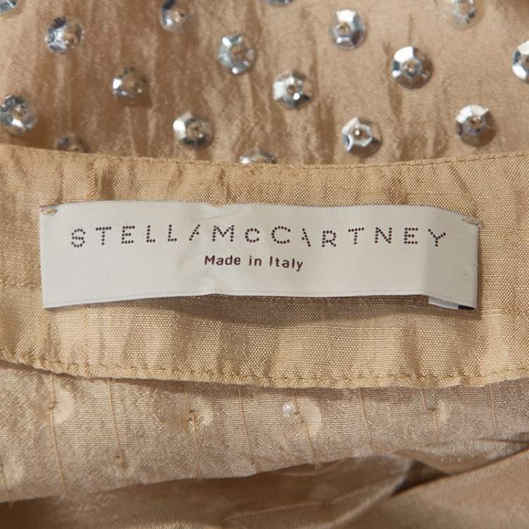 Pre Owned Stella McCartney Beige Silk Sequin Detail Balloon Sleeve Blouse S