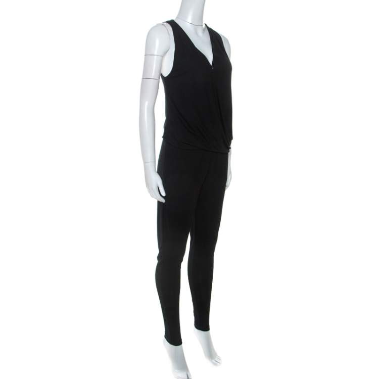 Pre Owned Stella McCartney Black Jersey Draped Cowl Neck Jumpsuit S
