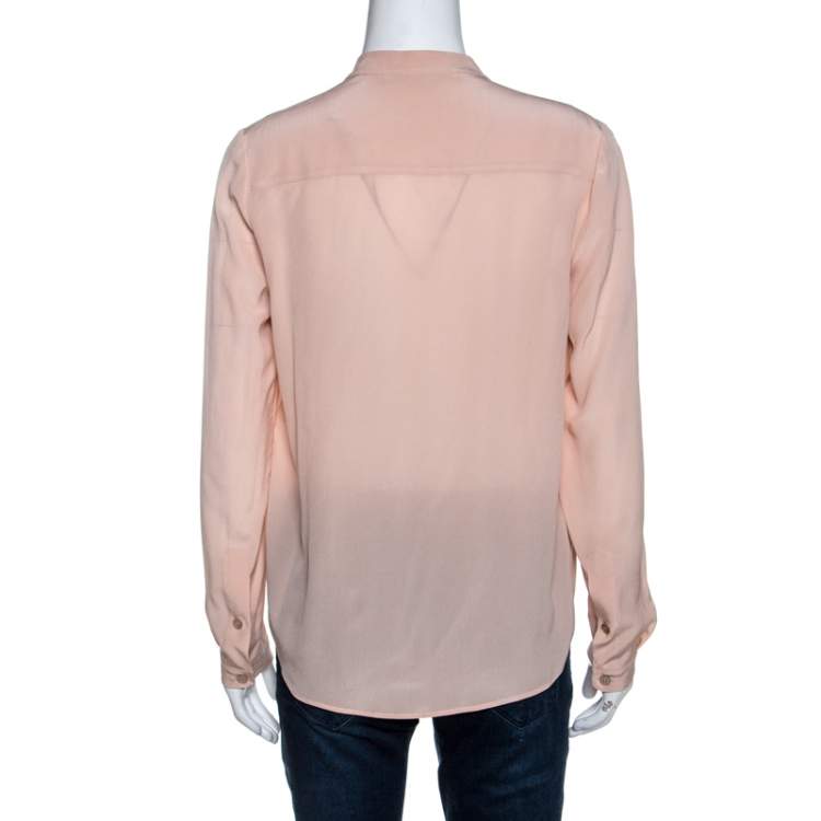 Pre Owned Stella McCartney Blush Pink Silk Long Sleeve Blouse XS