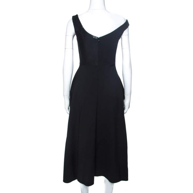 Pre Owned Stella McCartney Black Wool Sequined Reily Asymmetric Dress S