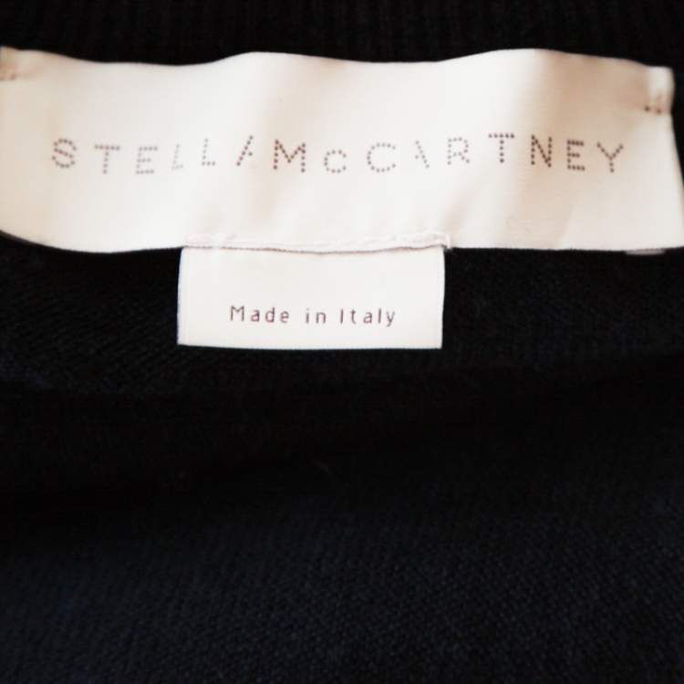 Pre Owned Stella McCartney Navy Blue Wool Blend Handkerchief Hem Sweater Dress M