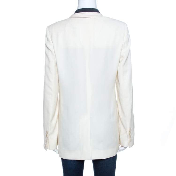 Pre Owned Stella McCartney Ivory Wool Contrast Lapel Detail Tuxedo Jacket M