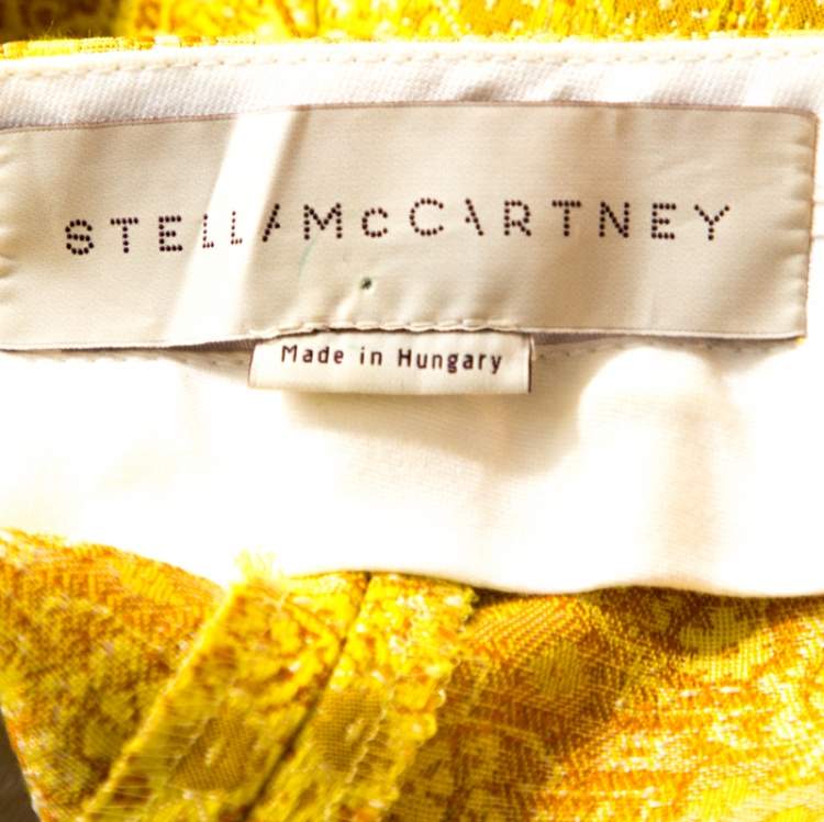 Pre Owned Stella McCartney Yellow Cotton Jacquard Tapered Pants M