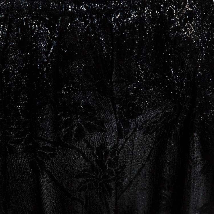 Pre Owned Stella McCartney Black Lurex Floral Silk Jacquard Christine Pants S