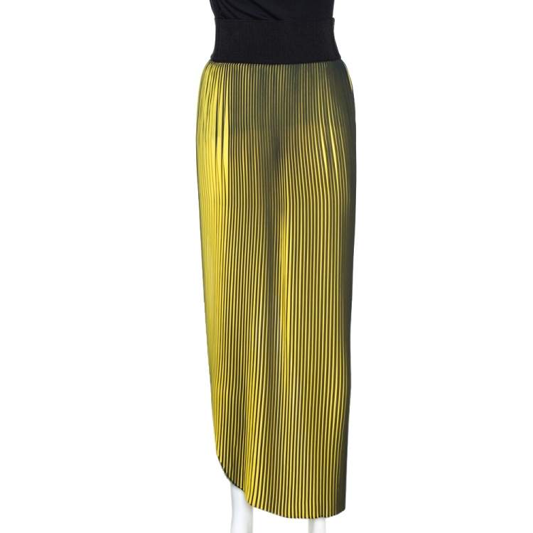 Pre Owned Stella McCartney Yellow Plisse Georgette Jeanne Asymmetric Skirt S