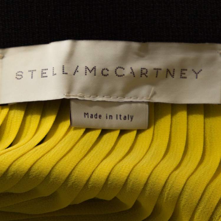 Pre Owned Stella McCartney Yellow Plisse Georgette Jeanne Asymmetric Skirt S