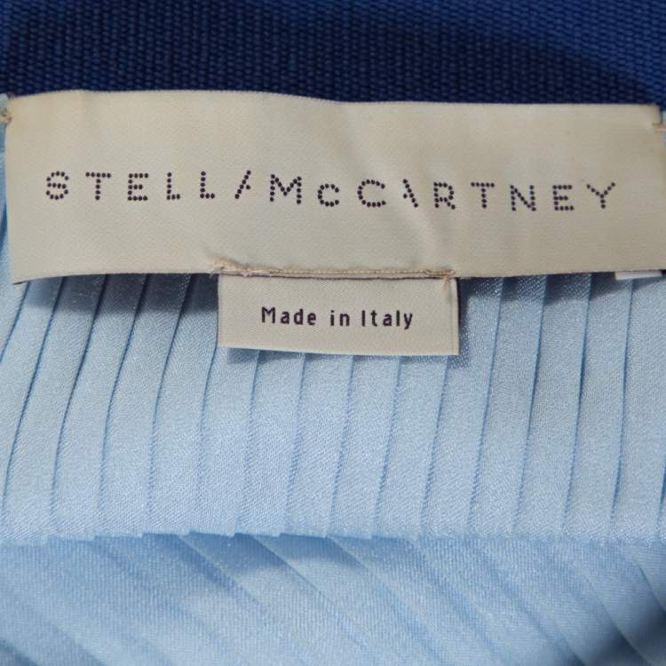 Pre Owned Stella McCartney Blue Plisse Satin Manny Asymmetrical Skirt S