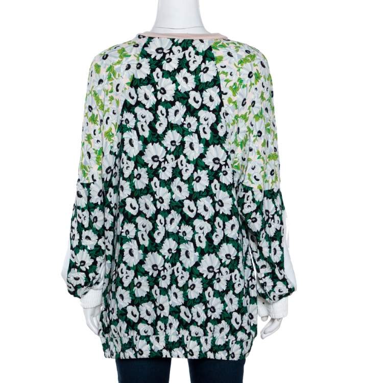 Pre Owned Stella McCartney Multicolor Floral Print Crepe Paneled Top M