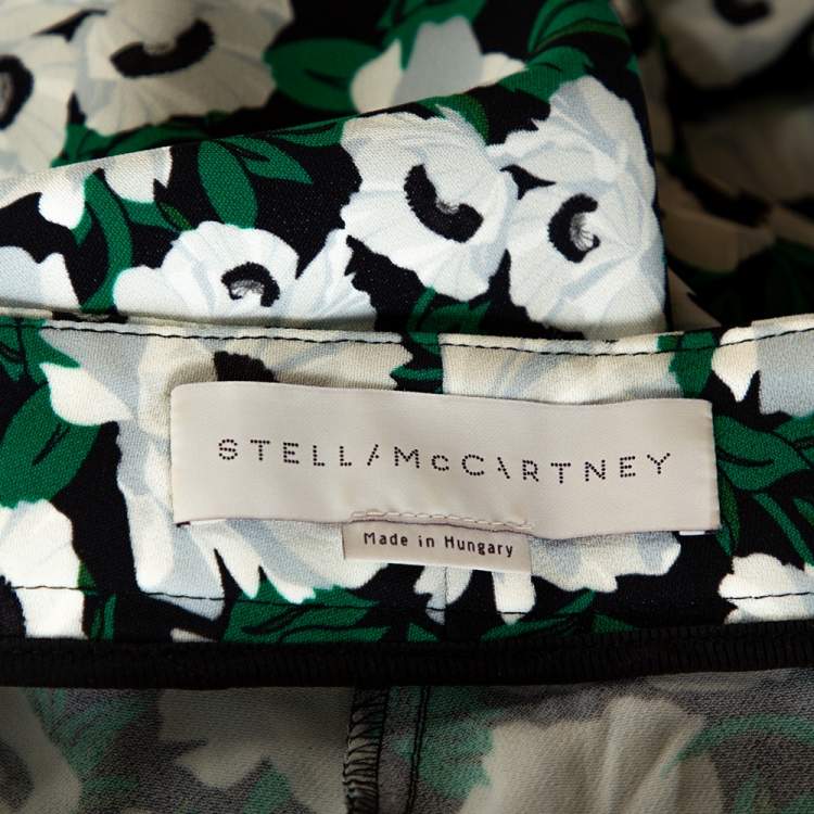 Pre Owned Stella McCartney Green Floral Printed High Waist Wide Leg Maude Trousers M