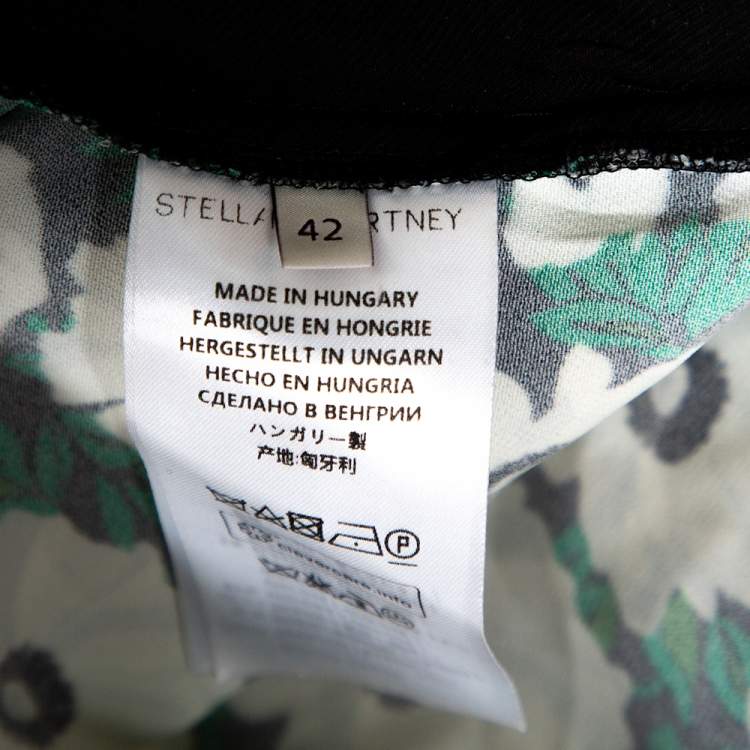 Pre Owned Stella McCartney Green Floral Printed High Waist Wide Leg Maude Trousers M